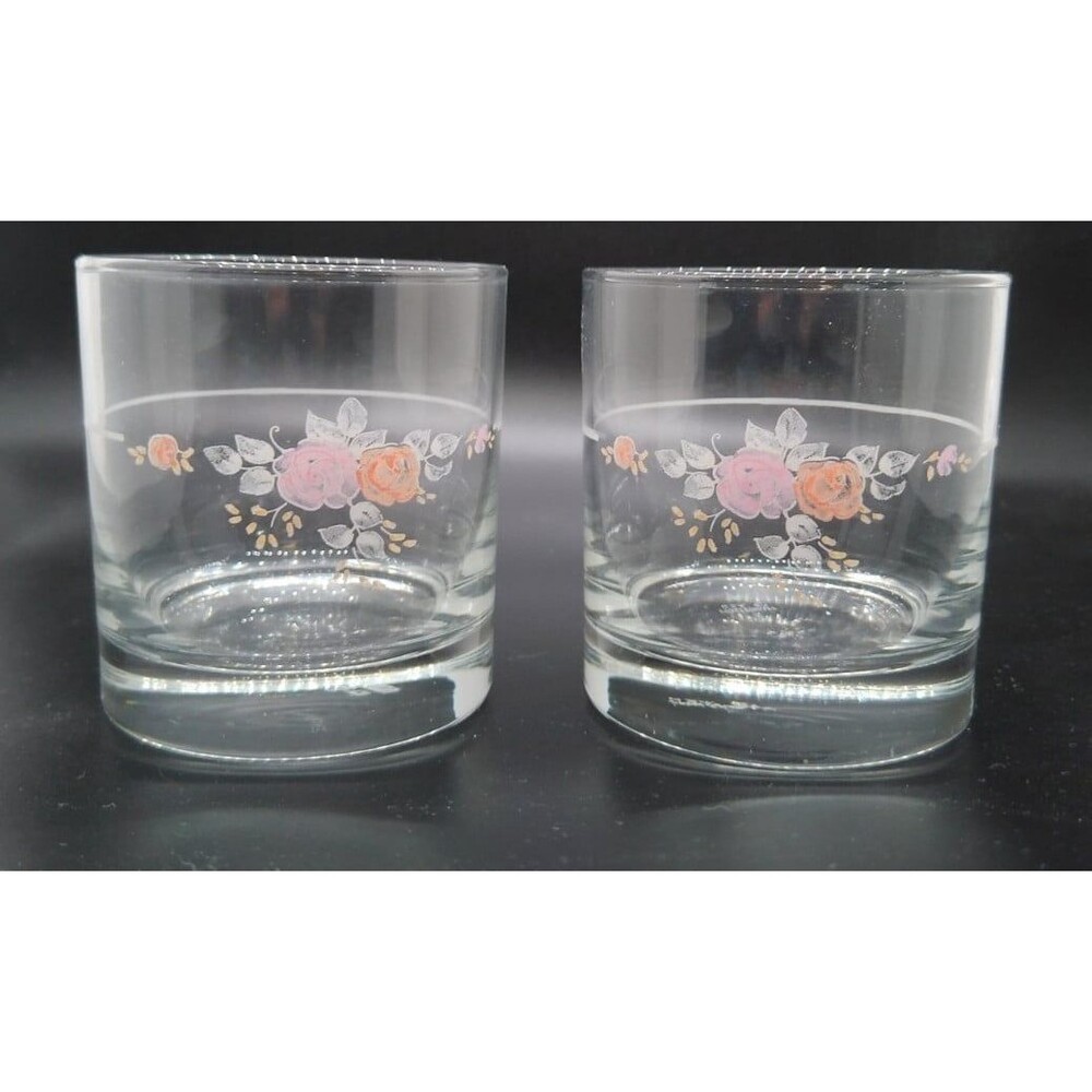 Pfaltzgraff Trousseau Roses Old fashioned 8 Oz Glasses Set of 2 B